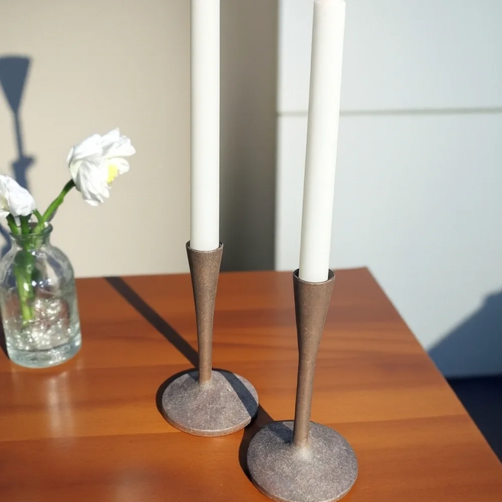 2 Pottery Barn‎ (Not Marked) Petaluma Brutalist Rustic Candle Sticks  24